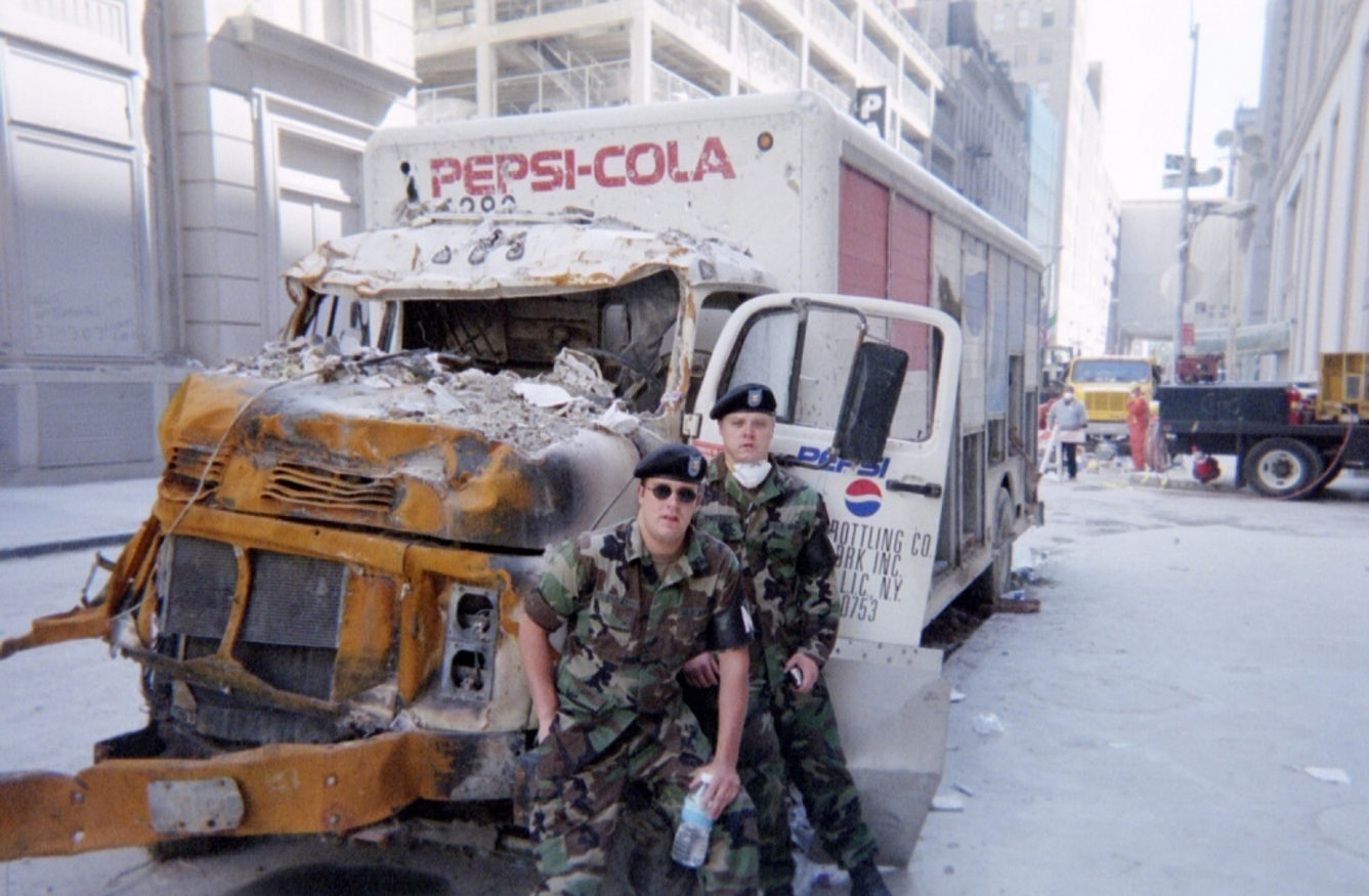 Pepsi truck showing rust pattern resembling point-of-impact splash, with windshield glass gone but underlying paint discolored, demonstrating selective impedance heating